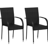 VidaXL Tuinstoelen stapelbaar 2 st poly rattan zwart