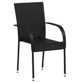 VidaXL Tuinstoelen stapelbaar 2 st poly rattan zwart