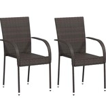 VidaXL Tuinstoelen stapelbaar 2 st poly rattan bruin