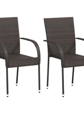 VidaXL Tuinstoelen stapelbaar 2 st poly rattan bruin