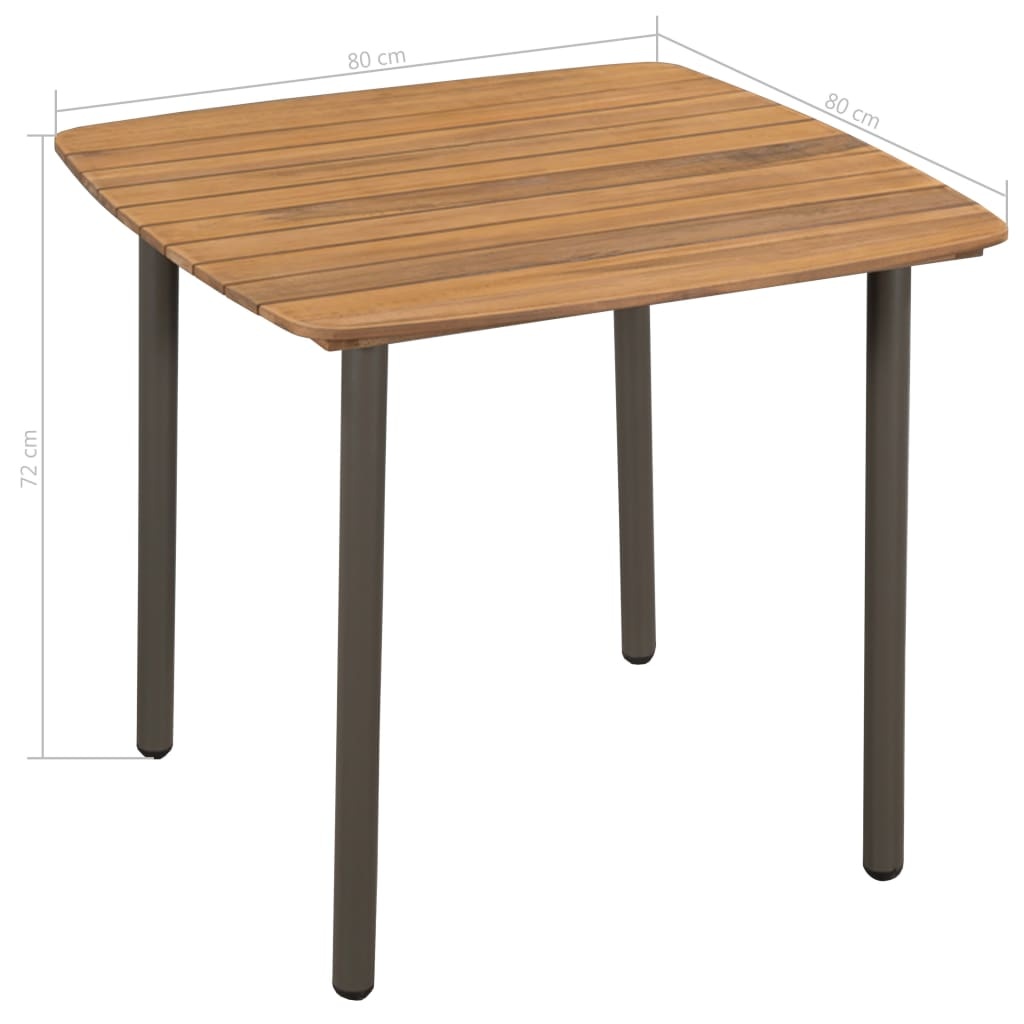 VidaXL Tuintafel 80x80x72 cm massief acaciahout en staal