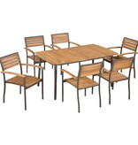 VidaXL 7-delige Tuinset massief acaciahout en staal