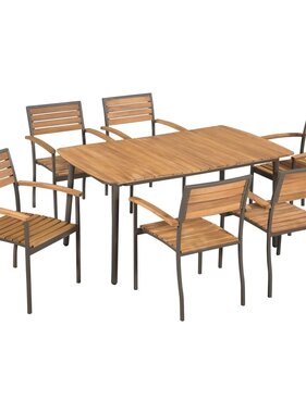 VidaXL 7-delige Tuinset massief acaciahout en staal