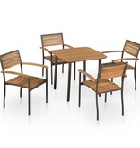VidaXL 5-delige Tuinset massief acaciahout en staal
