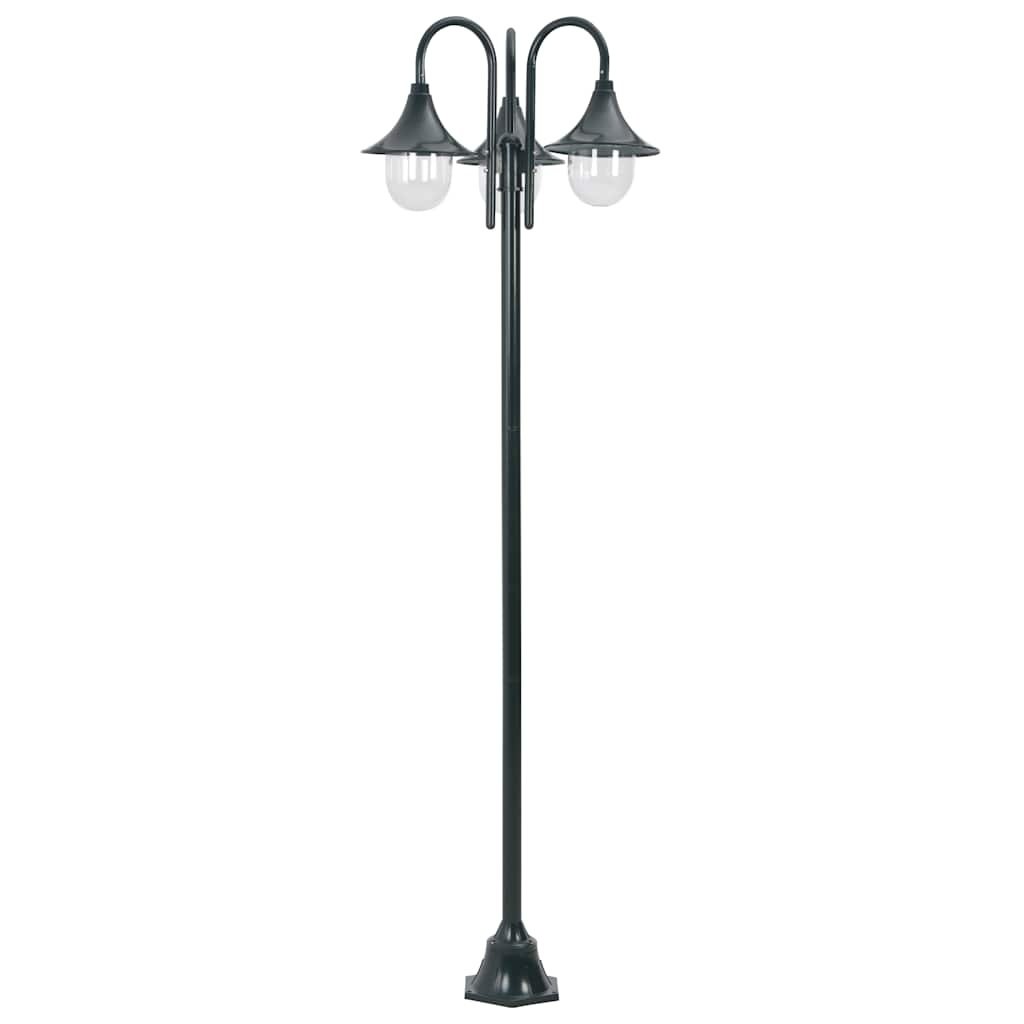 VidaXL Paalverlichting tuin E27 220 cm aluminium donkergroen 3-delig