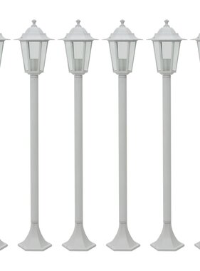 VidaXL Paalverlichting voor tuin E27 110 cm aluminium wit 6 st