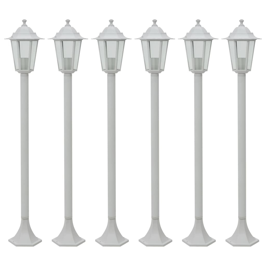 VidaXL Paalverlichting voor tuin E27 110 cm aluminium wit 6 st