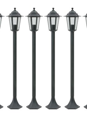 VidaXL Paalverlichting voor tuin E27 110 cm aluminium donkergroen 6 st