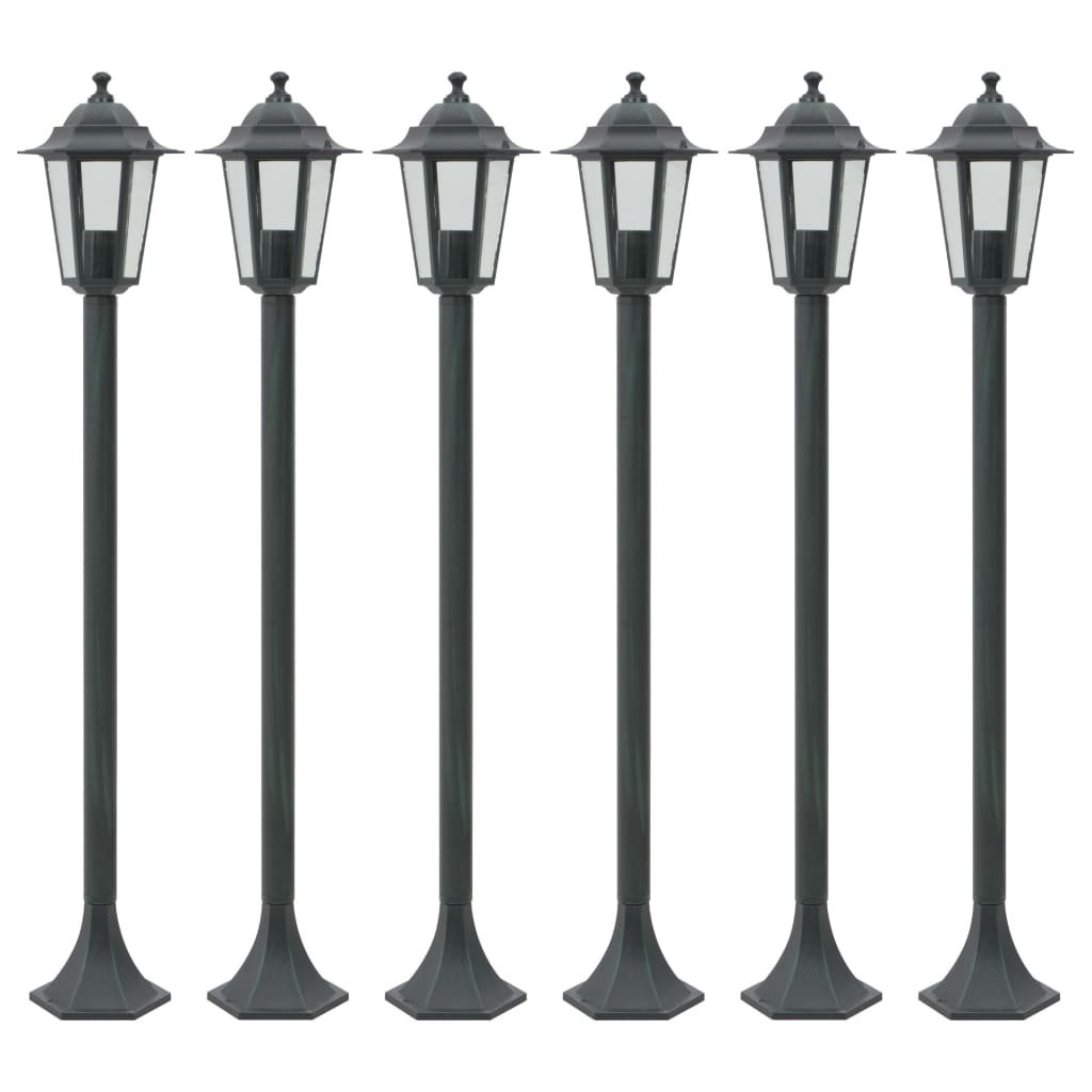 VidaXL Paalverlichting voor tuin E27 110 cm aluminium donkergroen 6 st