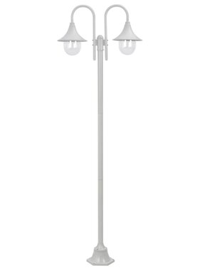 VidaXL Paalverlichting tuin E27 220 cm aluminium wit 2-delig