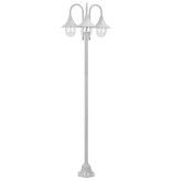 VidaXL Paalverlichting tuin E27 220 cm aluminium wit 3-delig