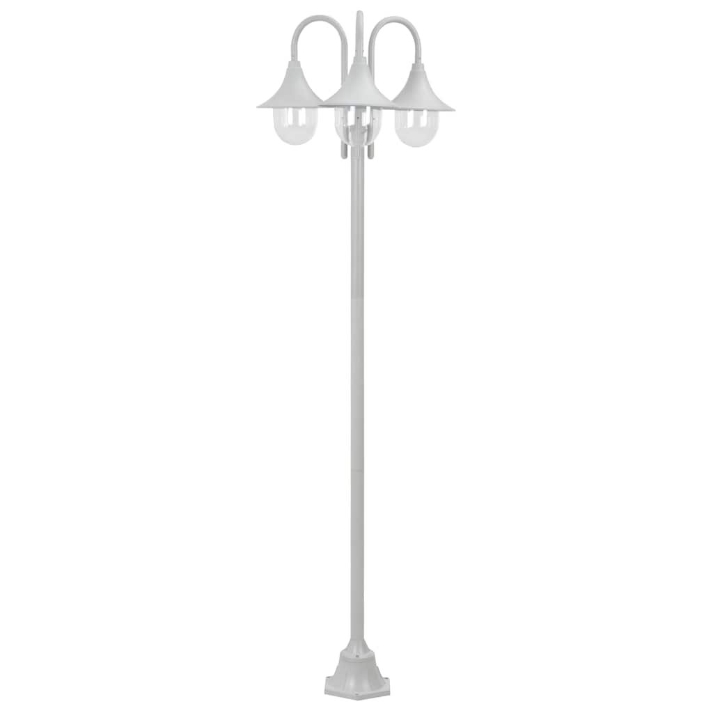 VidaXL Paalverlichting tuin E27 220 cm aluminium wit 3-delig
