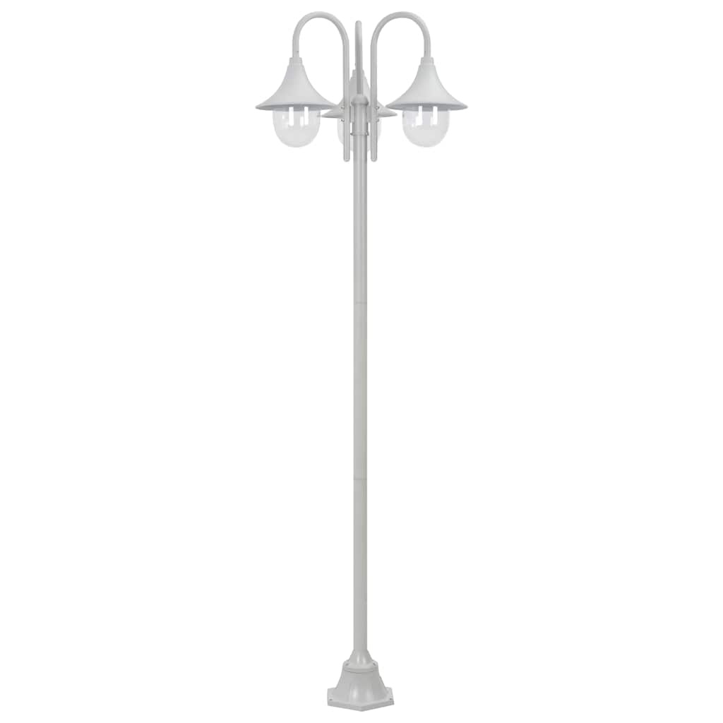 VidaXL Paalverlichting tuin E27 220 cm aluminium wit 3-delig