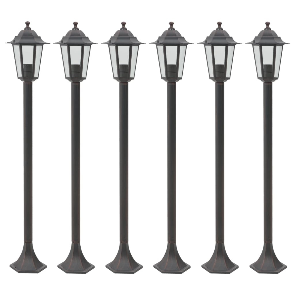 VidaXL Paalverlichting voor tuin E27 110 cm aluminium brons 6 st