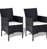 VidaXL 4-delige Loungeset met kussens poly rattan zwart