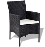 VidaXL 4-delige Loungeset met kussens poly rattan zwart