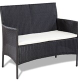 VidaXL 4-delige Loungeset met kussens poly rattan zwart