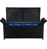 VidaXL Opbergbankje met kussen 138 cm poly rattan zwart