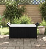 VidaXL Opbergbankje met kussen 138 cm poly rattan bruin