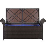 VidaXL Opbergbankje met kussen 138 cm poly rattan bruin