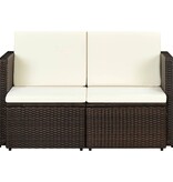 VidaXL Tuinbank 2-zits met kussens poly rattan bruin