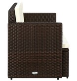 VidaXL Tuinbank 2-zits met kussens poly rattan bruin