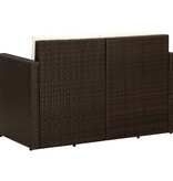 VidaXL Tuinbank 2-zits met kussens poly rattan bruin