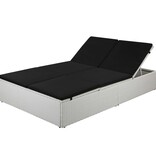 VidaXL Ligbed met kussen poly rattan zwart