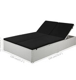 VidaXL Ligbed met kussen poly rattan zwart