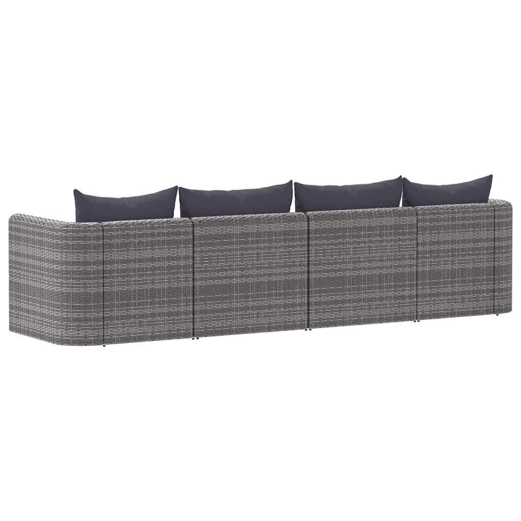 VidaXL 4-delige Loungeset met kussens poly rattan grijs