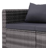 VidaXL 4-delige Loungeset met kussens poly rattan grijs