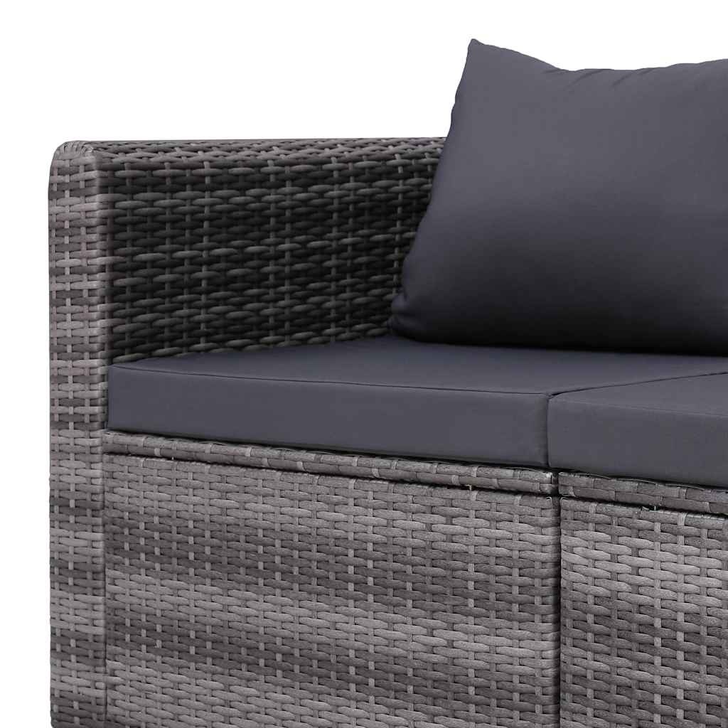 VidaXL 4-delige Loungeset met kussens poly rattan grijs
