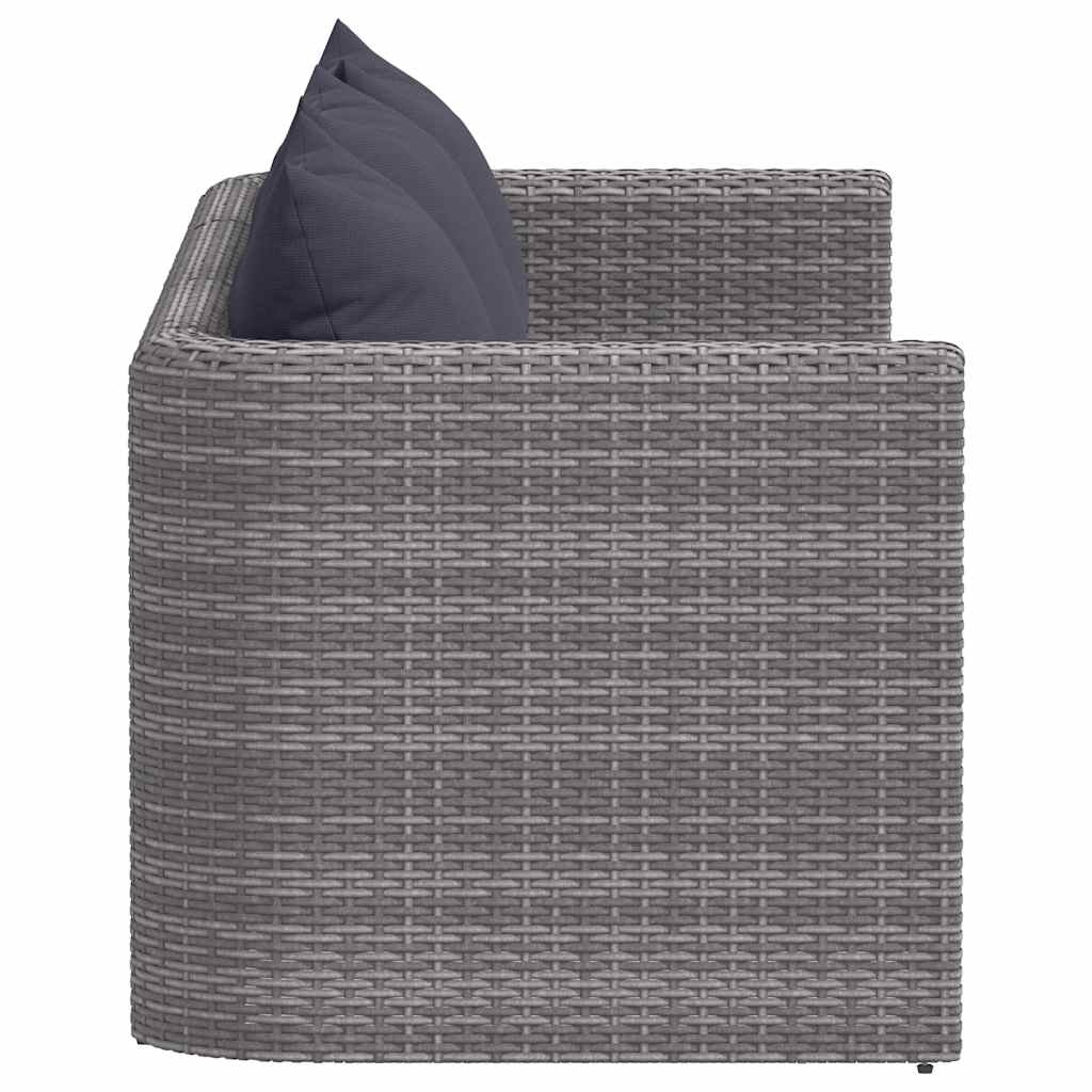 VidaXL 3-delige Loungeset met kussens poly rattan grijs