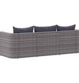 VidaXL 3-delige Loungeset met kussens poly rattan grijs