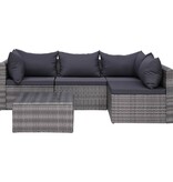 VidaXL 5-delige Loungeset met kussens poly rattan grijs