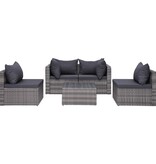 VidaXL 5-delige Loungeset met kussens poly rattan grijs