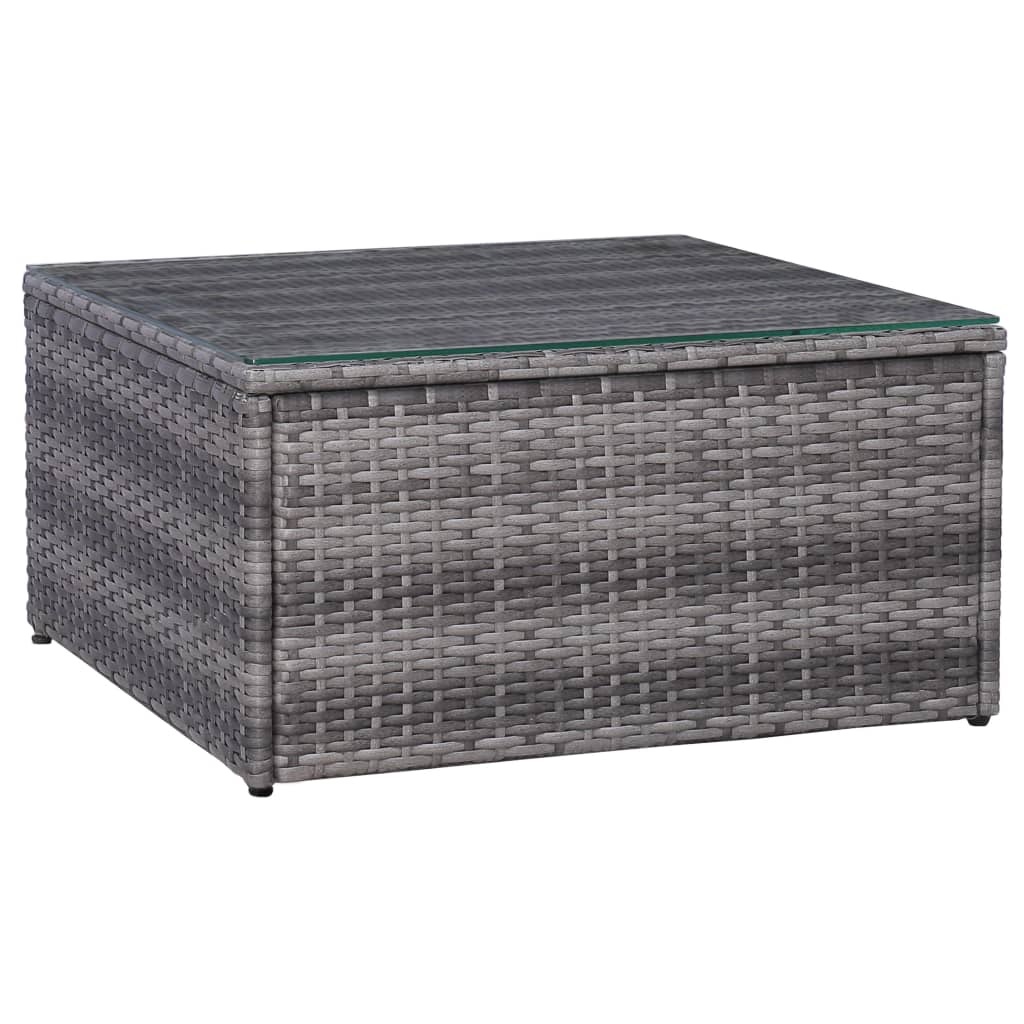 VidaXL 5-delige Loungeset met kussens poly rattan grijs