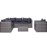 VidaXL 7-delige Loungeset met kussens poly rattan grijs