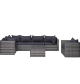 VidaXL 7-delige Loungeset met kussens poly rattan grijs