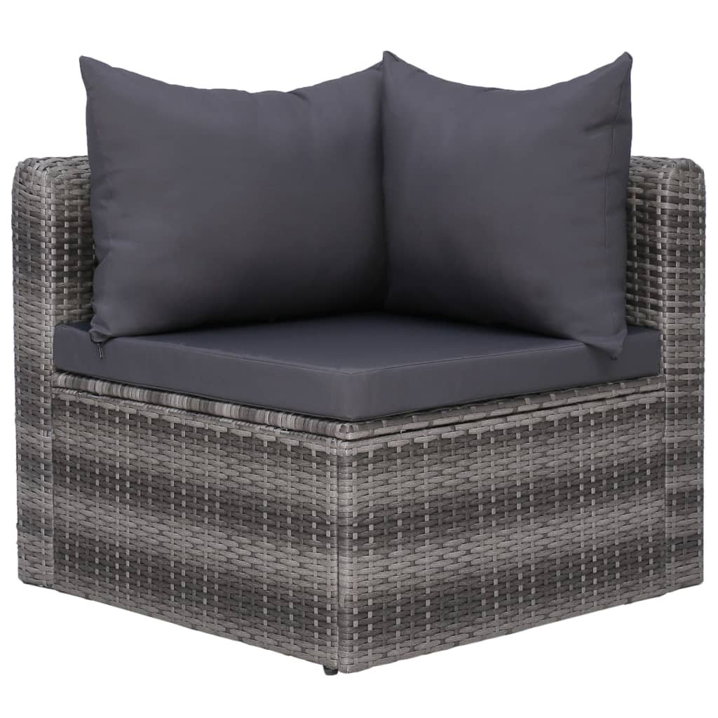 VidaXL 7-delige Loungeset met kussens poly rattan grijs