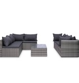 VidaXL 8-delige Loungeset met kussens poly rattan grijs