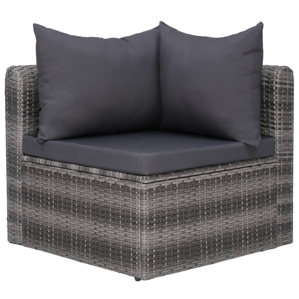 VidaXL 8-delige Loungeset met kussens poly rattan grijs