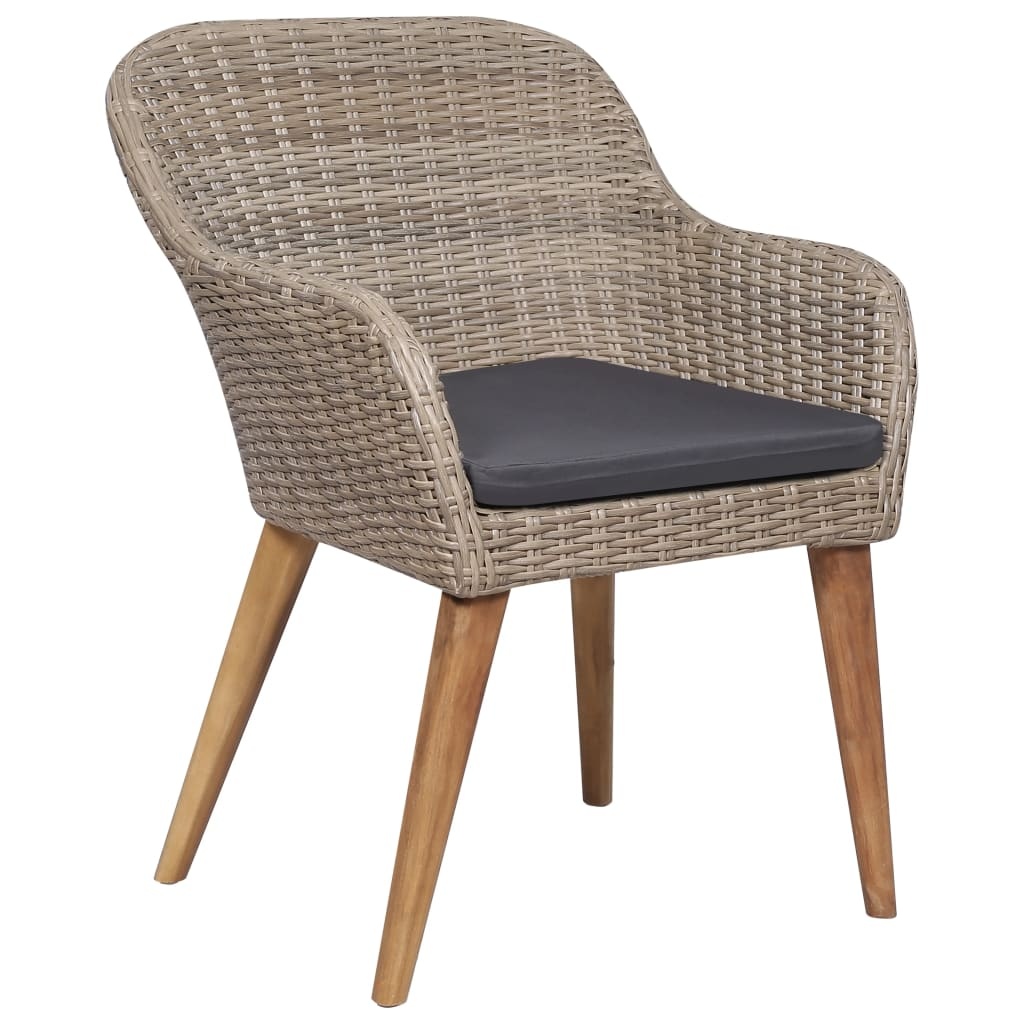 VidaXL Tuinstoelen 2 st met kussens poly rattan bruin