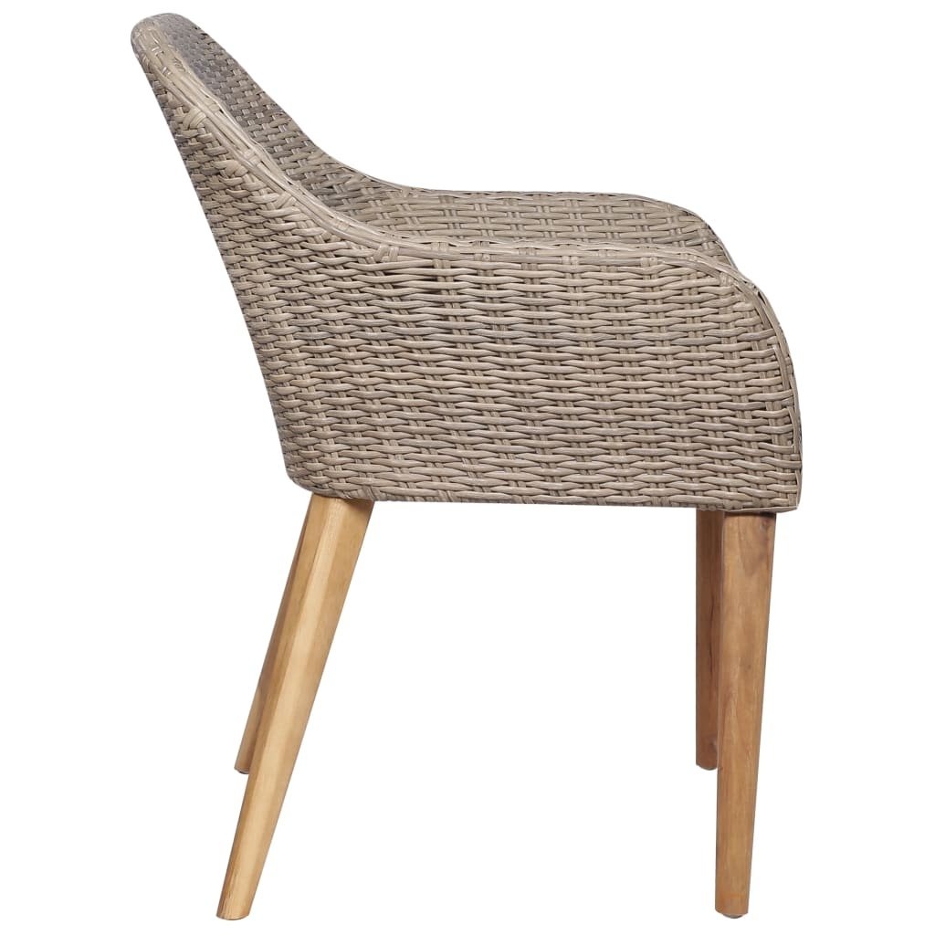 VidaXL Tuinstoelen 2 st met kussens poly rattan bruin