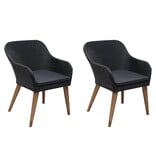 VidaXL Tuinstoelen 2 st met kussens poly rattan zwart