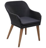 VidaXL Tuinstoelen 2 st met kussens poly rattan zwart