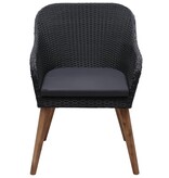 VidaXL Tuinstoelen 2 st met kussens poly rattan zwart