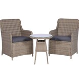 VidaXL 3-delige Bistroset met kussens poly rattan bruin