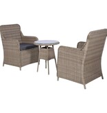 VidaXL 3-delige Bistroset met kussens poly rattan bruin