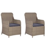 VidaXL 3-delige Bistroset met kussens poly rattan bruin